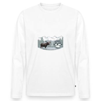Elch British Columbia - Männer Premium Bio Langarmshirt - Weiß - Vorne - Nico (187cm)