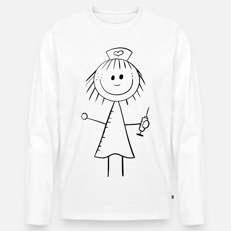 Lustiges Krankenschwester Strichmännchen - Männer Premium Bio Langarmshirt - Weiß