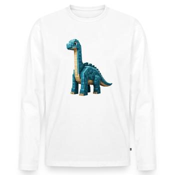 Pixel Brontosaurus - Männer Premium Bio Langarmshirt - Weiß - Vorne - Nico (187cm)