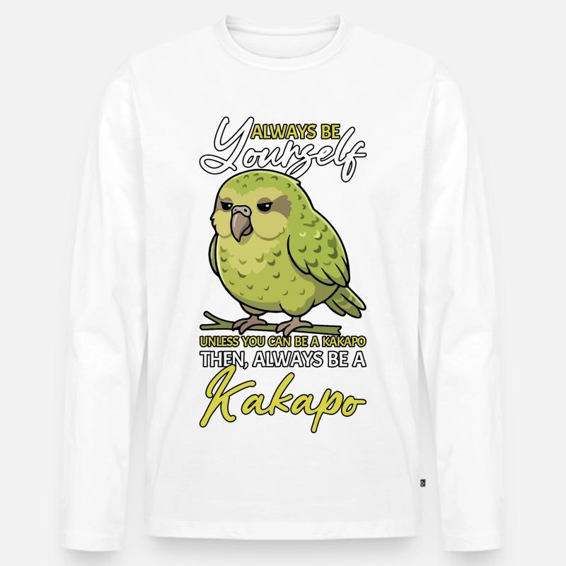 Sei immer du selbst, Kakapo Neuseeland - Männer Premium Bio Langarmshirt - Weiß