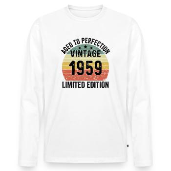 Aged To Perfection Vintage 1959 Limited Edition - Men's Premium Organic Long Sleeve Shirt - white - Front - Nico (187cm)
