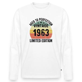 Vieilli à la perfection Vintage 1963 Édition limitée - T-shirt manches longues Premium bio Homme - blanc - Devant - Nico (187cm)