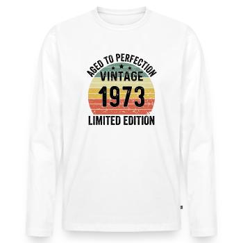 Vieilli à la perfection Vintage 1973 Édition limitée - T-shirt manches longues Premium bio Homme - blanc - Devant - Nico (187cm)