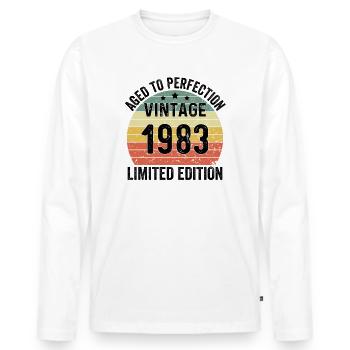 Aged To Perfection Vintage 1983 Limited Edition - Men's Premium Organic Long Sleeve Shirt - white - Front - Nico (187cm)