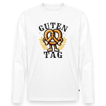 Hello Pretzel - Men's Premium Organic Long Sleeve Shirt - white - Front - Nico (187cm)