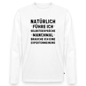 Bien sûr, je me parle à moi-même - T-shirt manches longues Premium bio Homme - blanc - Devant - Nico (187cm)
