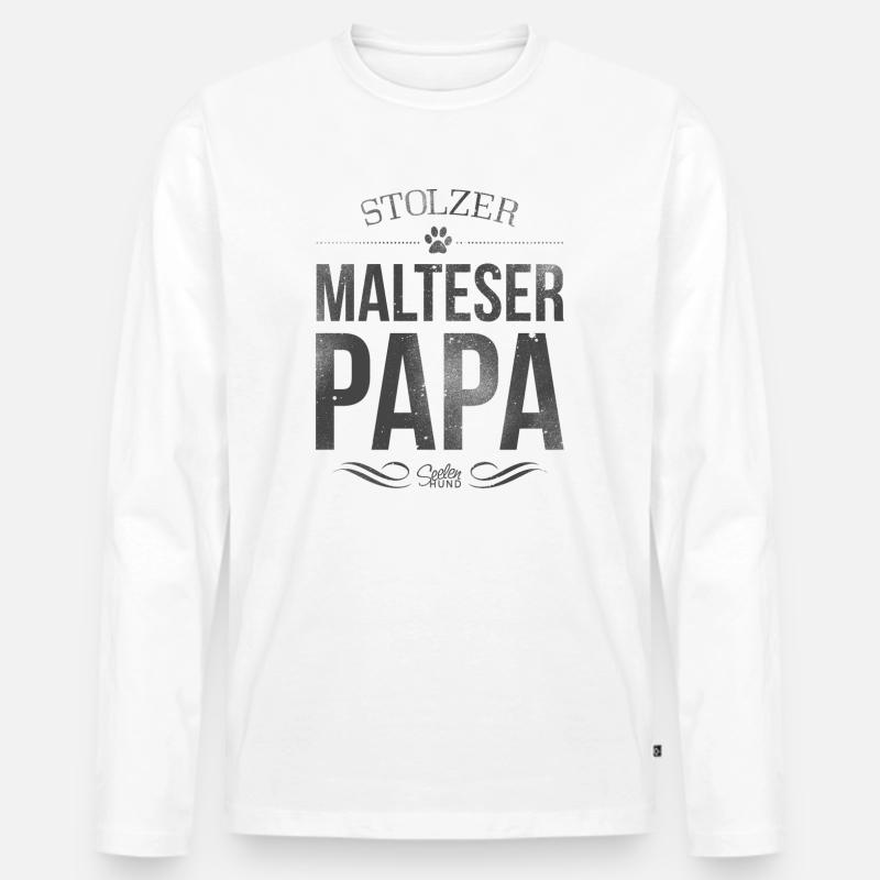 Stolzer Malteser Papa - Männer Premium Bio Langarmshirt - Weiß