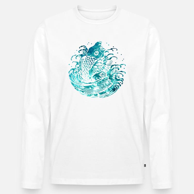 Fisch - Männer Premium Bio Langarmshirt - Weiß