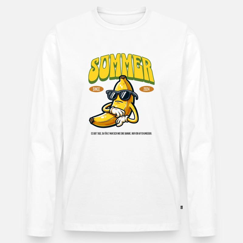 Sommer Banane mit Spruch 2024 - Männer Premium Bio Langarmshirt - Weiß