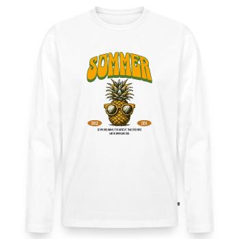 Sommer Ananas mit Spruch 2024 - Männer Premium Bio Langarmshirt - Weiß - Vorne - Nico (187cm)