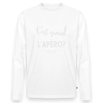 C'est quand l'apéro - Männer Premium Bio Langarmshirt - Weiß - Vorne - Nico (187cm)