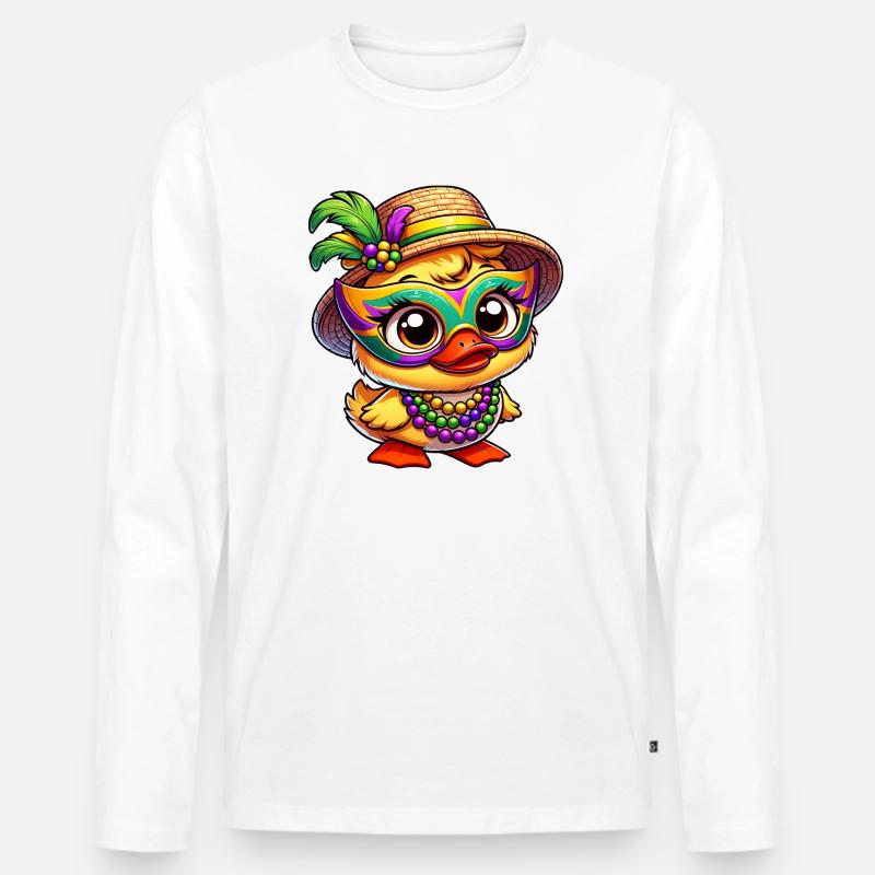 Mardi Gras Comic-Ente - Männer Premium Bio Langarmshirt - undefined