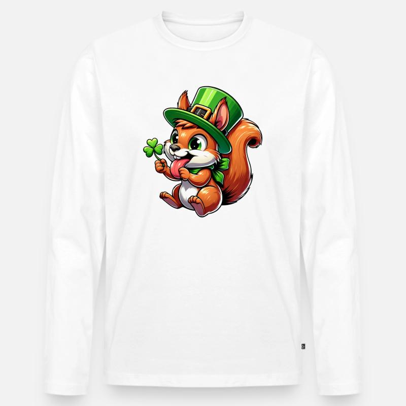 St. Patrick's freches Eichhörnchen - Männer Premium Bio Langarmshirt - undefined
