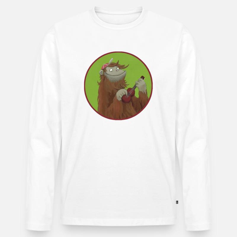Affe mit Ukulele - Männer Premium Bio Langarmshirt - Weiß