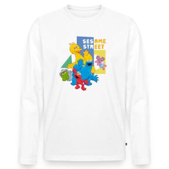 Sesamstraße Charaktere Glücklich - Männer Premium Bio Langarmshirt - Weiß - Vorne - Nico (187cm)