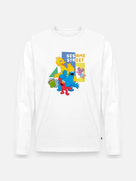 Sesame Street Happy Characters - Men's Premium Organic Long Sleeve Shirt - white