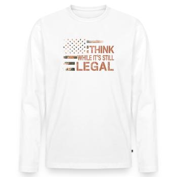 Denken Sie, während es noch legal ist Denken Sie, während es ist - Männer Premium Bio Langarmshirt - Weiß - Vorne - Nico (187cm)