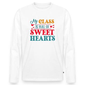 Ma classe est pleine d’amours - T-shirt manches longues Premium bio Homme - blanc - Devant - Nico (187cm)