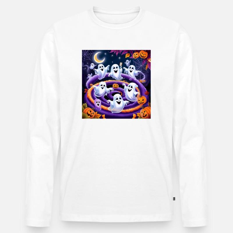 Halloween Collection - Ghostly Halloween - Männer Premium Bio Langarmshirt - Weiß
