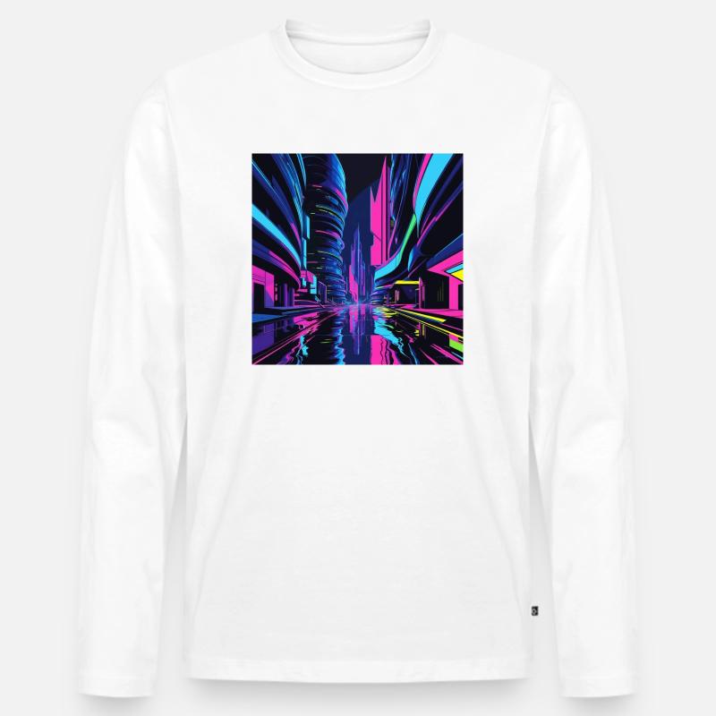 Future City 1 - Männer Premium Bio Langarmshirt - Weiß