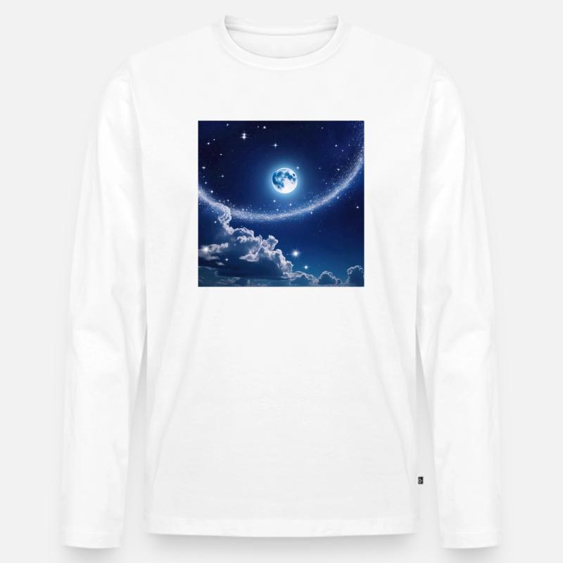 Klarer Nachthimmel - Männer Premium Bio Langarmshirt - Weiß