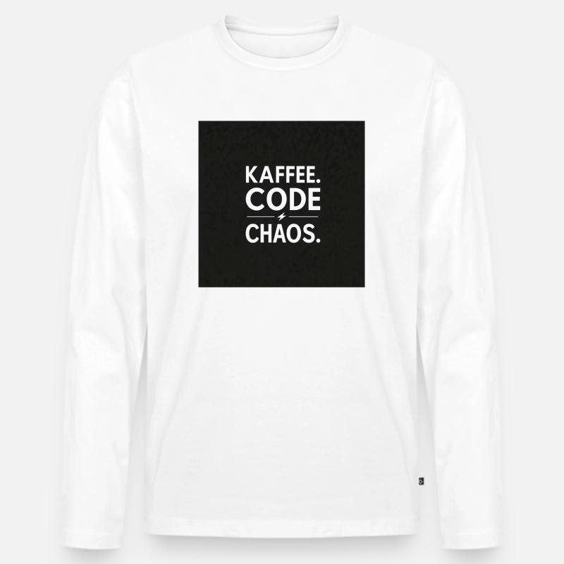 Kaffee, Code, Chaos - Männer Premium Bio Langarmshirt - Weiß