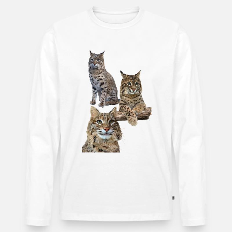 Luchs - Männer Premium Bio Langarmshirt - Weiß