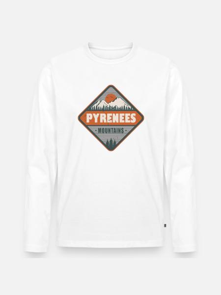 Pyrenees Mountains Vintage Hiking Design - Men's Premium Organic Long Sleeve Shirt - white