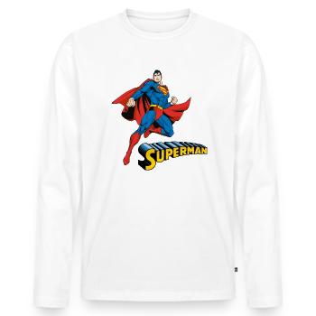 Superman Move Pose - Men's Premium Organic Long Sleeve Shirt - white - Front - Nico (187cm)