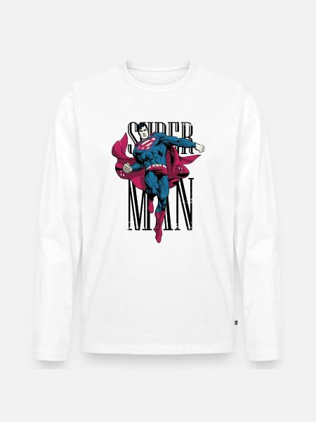 Superman Vintage - Premium økologisk langærmet T-shirt til mænd - hvid