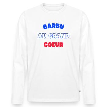 BARBU AU GRAND COEUR - T-shirt manches longues Premium bio Homme - blanc - Devant - Nico (187cm)