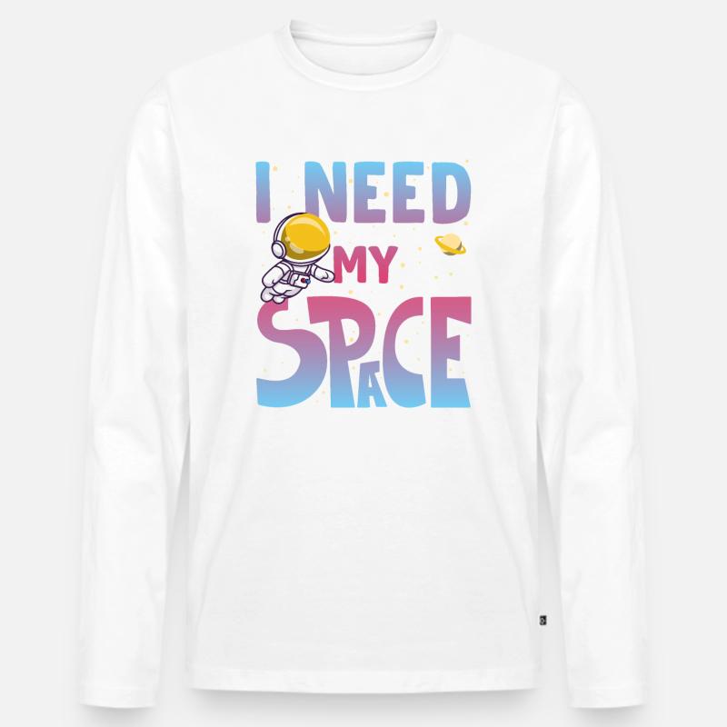 NASA I Need My Space Witziger Spruch - Männer Premium Bio Langarmshirt - Weiß