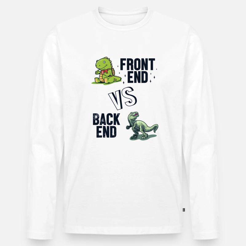 Frontend vs. Backend Developer Full Stack Men's Premium Organic Long Sleeve Shirt