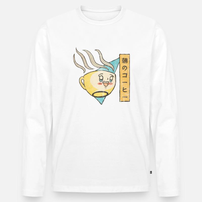 Morning Coffee - Männer Premium Bio Langarmshirt - Weiß