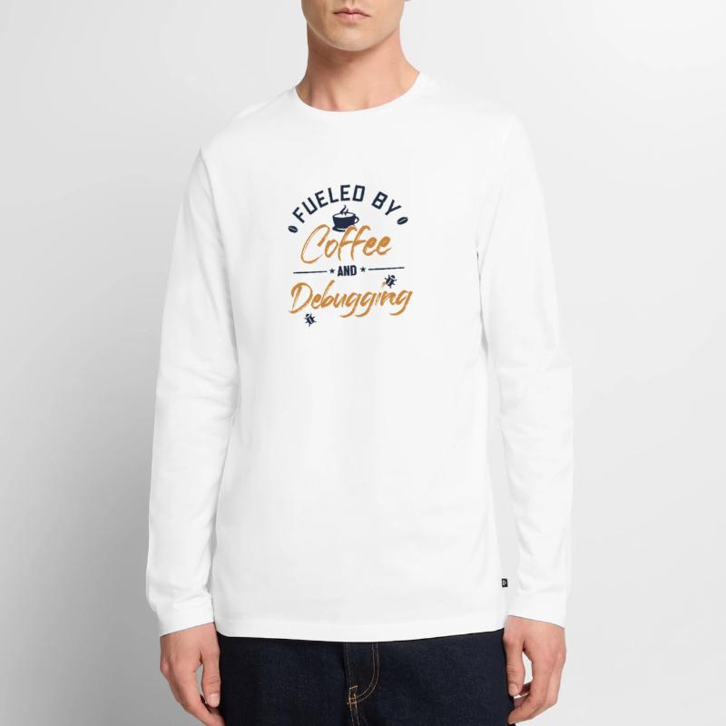Fueled by Coffee and Debugging Developer Coder Männer Premium Bio Langarmshirt