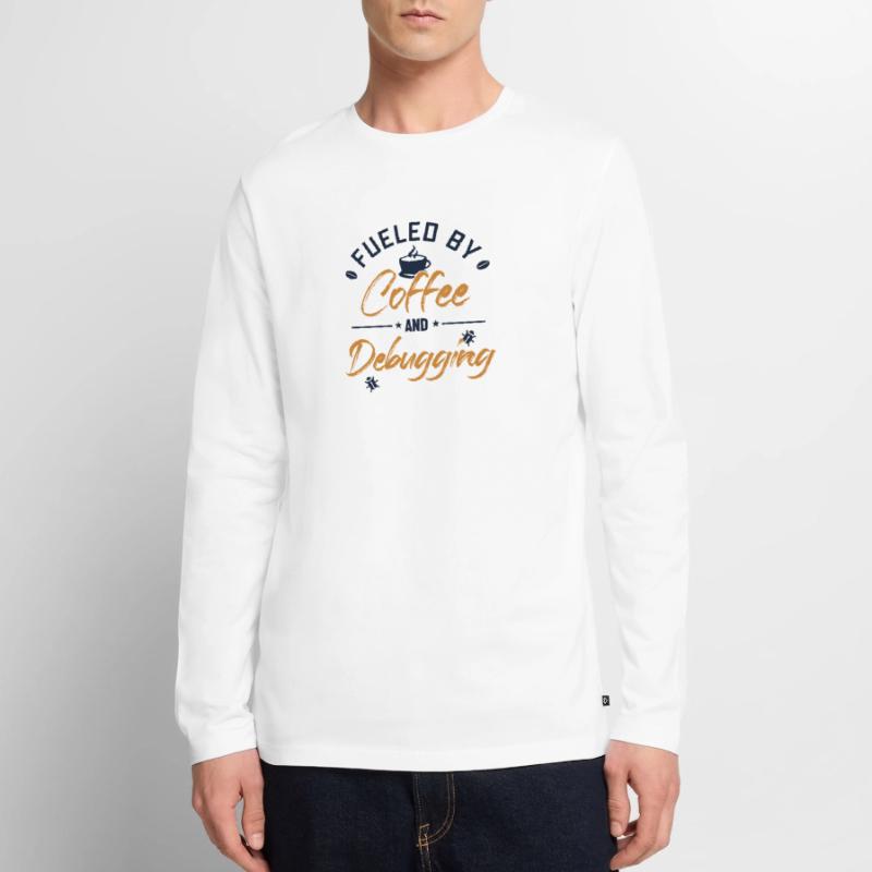 Fueled by Coffee and Debugging Full Stack Men's Premium Organic Long Sleeve Shirt