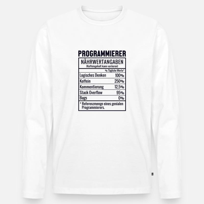 Programmierer Nährwertangaben Developer Coder Männer Premium Bio Langarmshirt