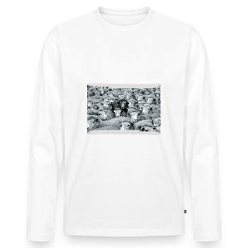 Sei anders - Schwarzes Schaf - Männer Premium Bio Langarmshirt - Weiß - Vorne - Nico (187cm)
