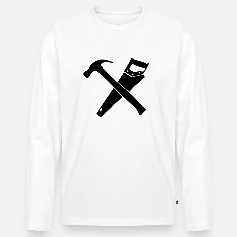 Hammer und SägenDesign - Männer Premium Bio Langarmshirt - Weiß