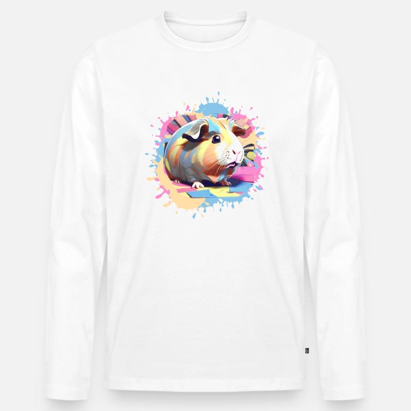 Meerschweinchen, Graffiti, Malerei, bunt - Männer Premium Bio Langarmshirt - Weiß