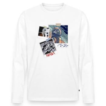 NASA Greetings From The Moon Dessin - T-shirt manches longues Premium bio Homme - blanc - Devant - Nico (187cm)