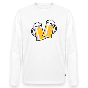 2 Maßkrüge Stoßen An (Bier / Bierseidel / 3C) - Männer Premium Bio Langarmshirt - Weiß - Vorne - Nico (187cm)