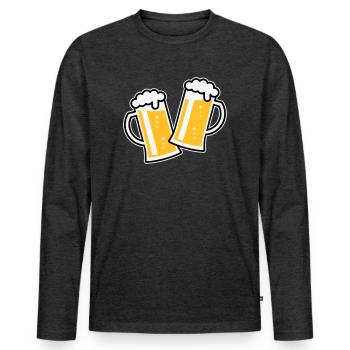 2 chopes à bière Toast (bière / chope à bière / 3C) - T-shirt manches longues Premium bio Homme - anthracite chiné - Devant - Nico (187cm)