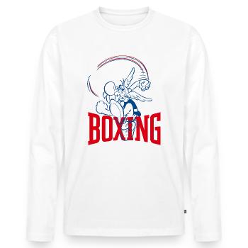 Asterix & Obelix Asterix Boxen Design - Männer Premium Bio Langarmshirt - Weiß - Vorne - Nico (187cm)