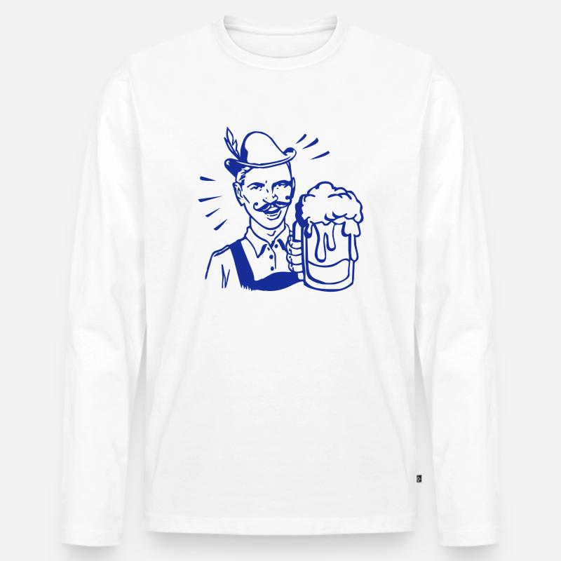 retro guy with beer - Männer Premium Bio Langarmshirt - Weiß