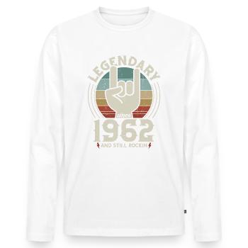 Anniversaire Né en 1962 Légendaire depuis 1962 - T-shirt manches longues Premium bio Homme - blanc - Devant - Nico (187cm)