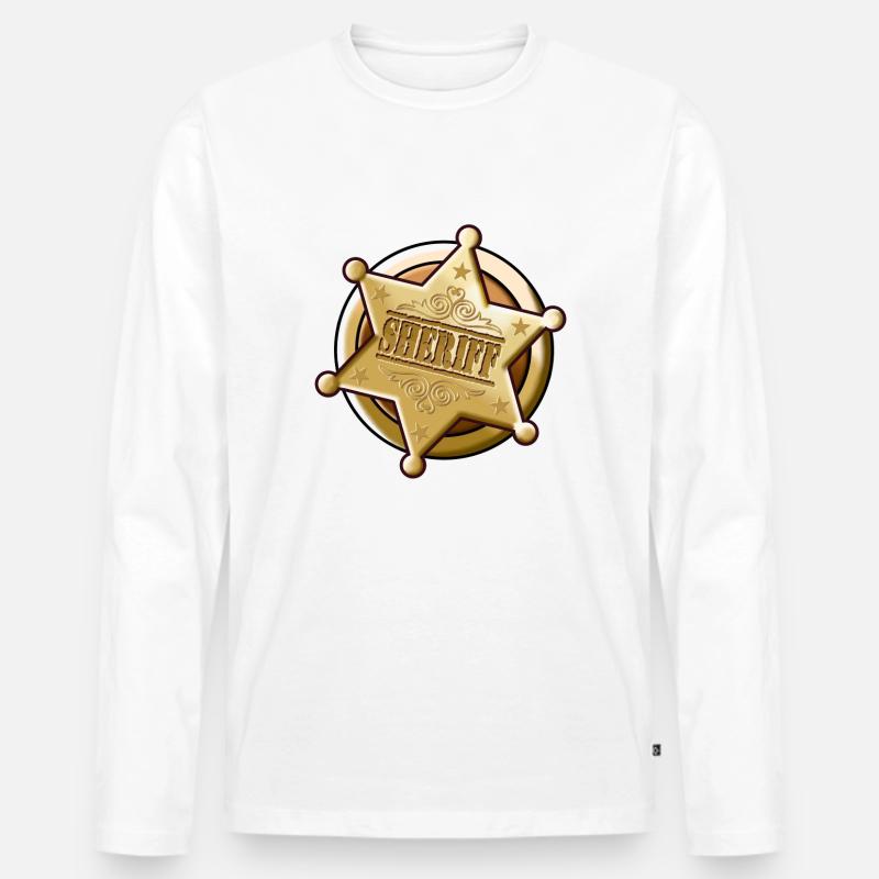 Big Sheriff Star - Männer Premium Bio Langarmshirt - Weiß