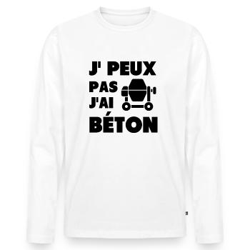 t-shirt humour maçon jai béton cadeau homme - T-shirt manches longues Premium bio Homme - blanc - Devant - Nico (187cm)