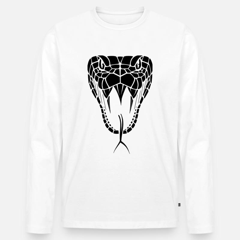 Minimal Cobra Schlangen - Männer Premium Bio Langarmshirt - Weiß
