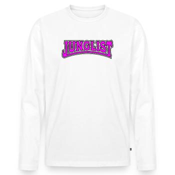 DNB Ladies Pink Junglist | Original Junglist - Men's Premium Organic Long Sleeve Shirt - white - Front - Nico (187cm)